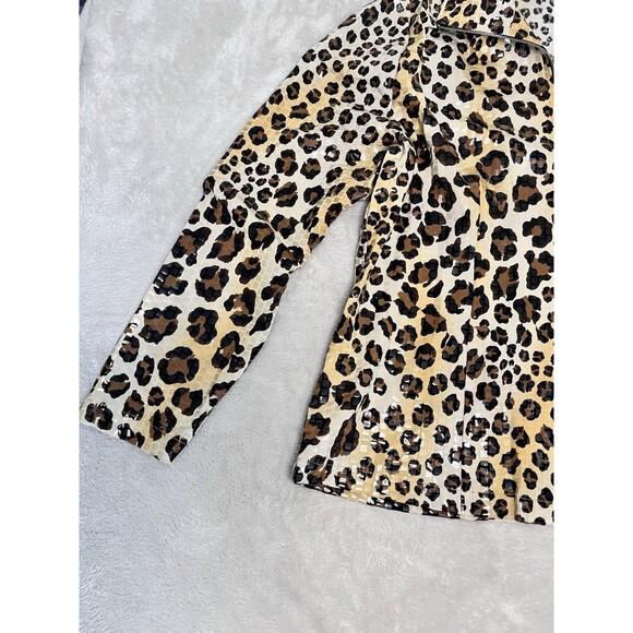 Exclusively Misook Leopard Print Zip Up Jacket Sparkle Paillette Size L - Picture 6 of 9